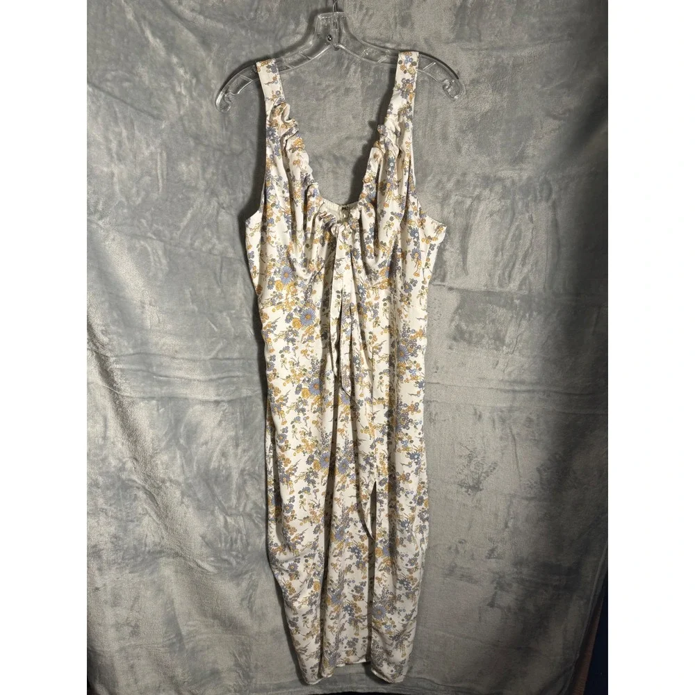 Abercrombie Fitch Floral Maxi Dress NWT Tie Front Womens XLT tall‎ leg slit